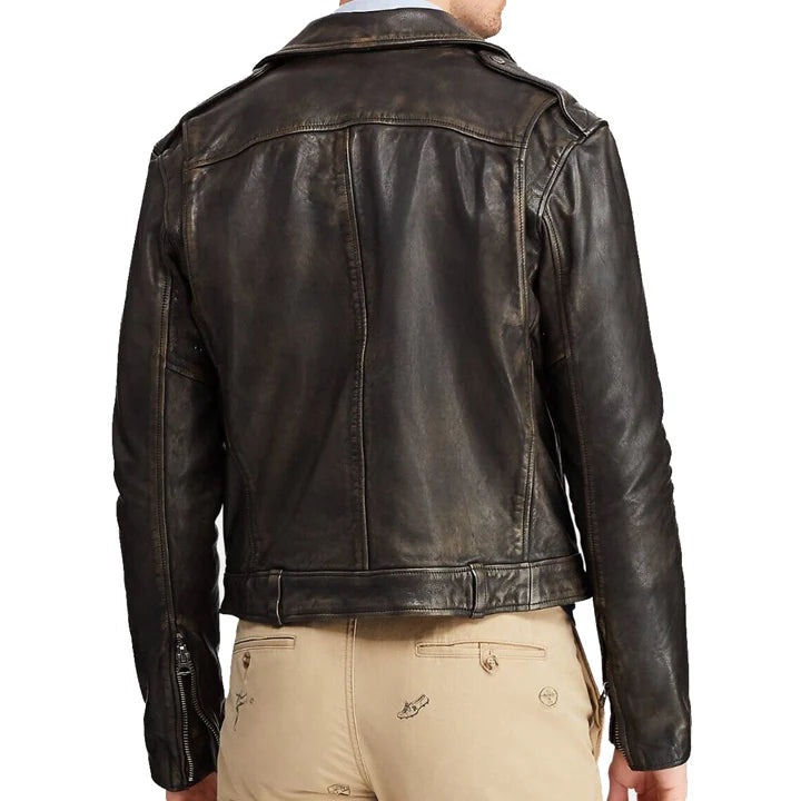 Iconic Men’s Cowhide Leather Biker Jacket – Heavy-Duty Motorcycle Style