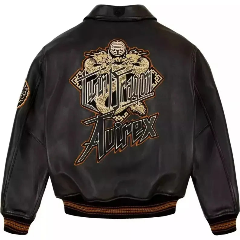 Men’s Avirex Genuine Leather Bomber Jacket – Classic American Flight Jacket, Perfect Gift for Him