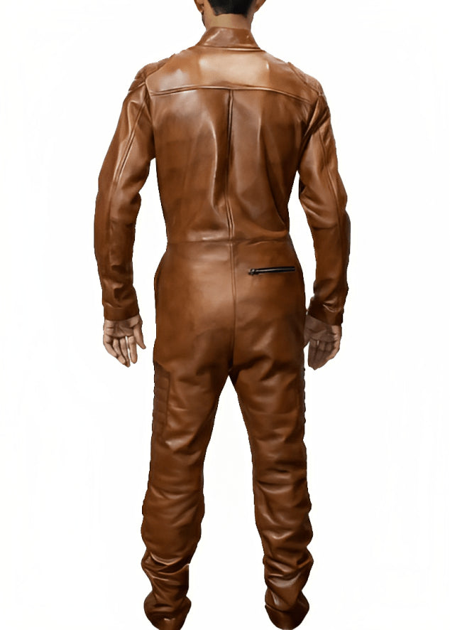 Men's Brown Biker Leather Jumpsuit – Bold, Stylish, and Durable