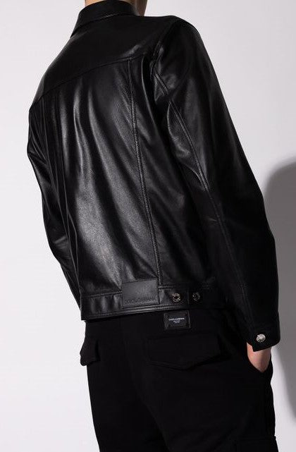 Men’s Black Biker Leather Shirt