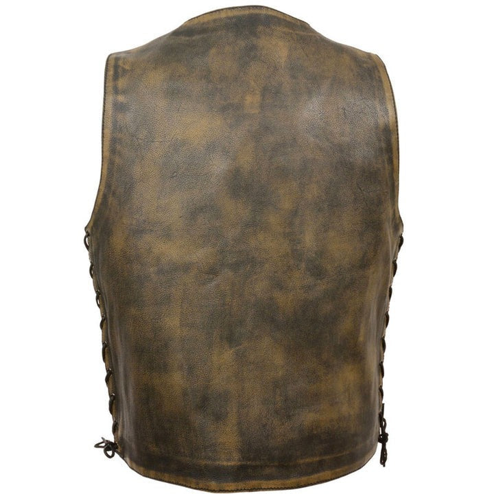Men's Brown Distressed Biker Leather Vest