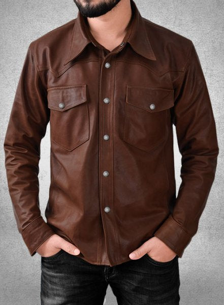 Men's Chocolate Brown Leather Shirt – Full Sleeve