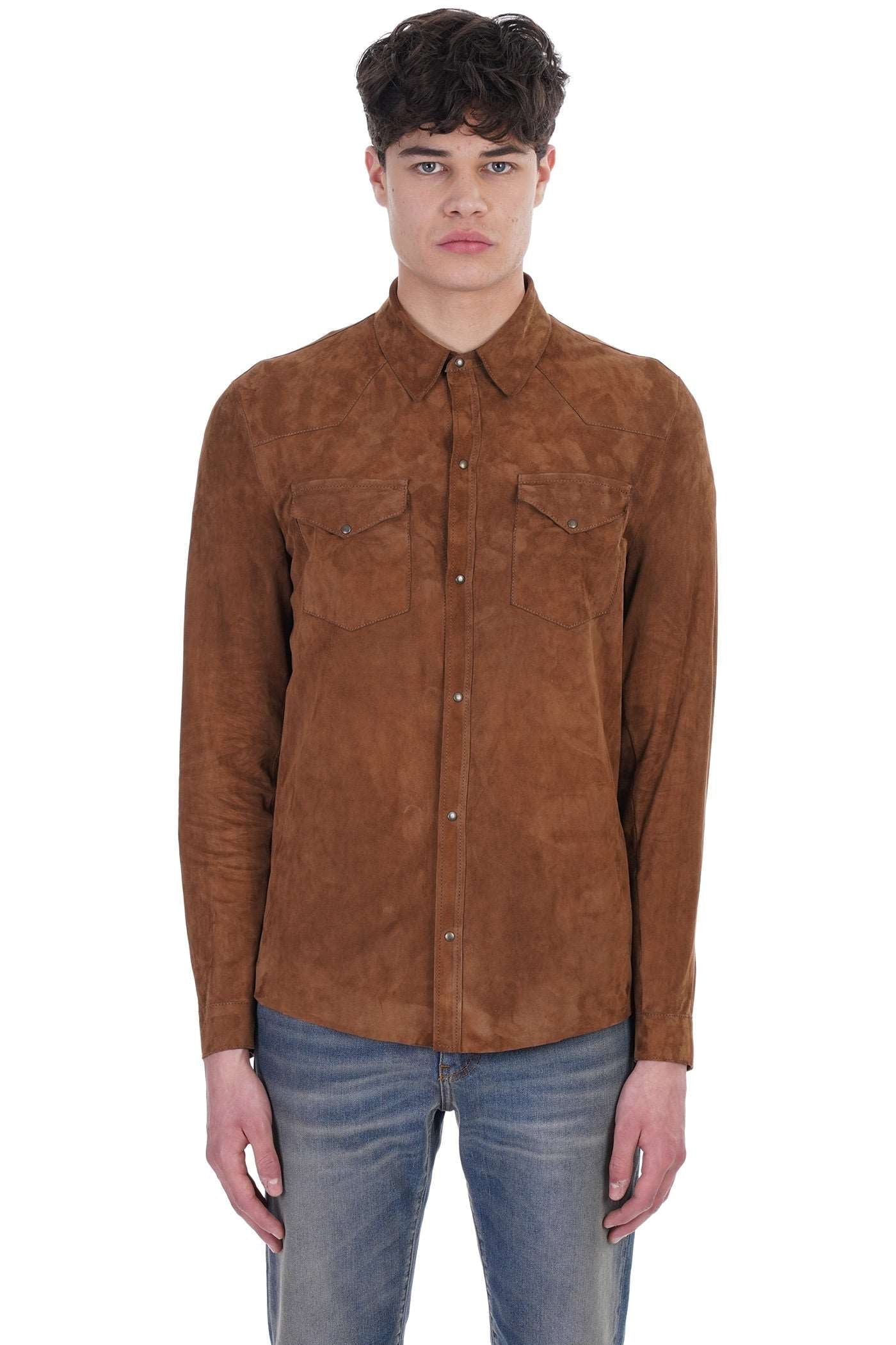 Brown Full Sleeve Leather Shirt