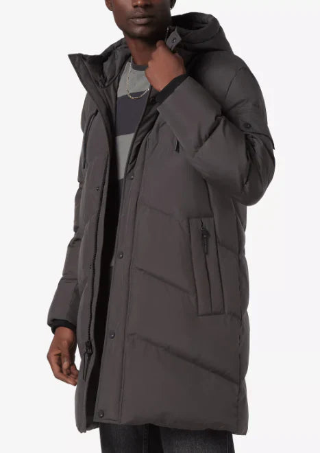 Men's Hooded Puffer Coat in Matte Black