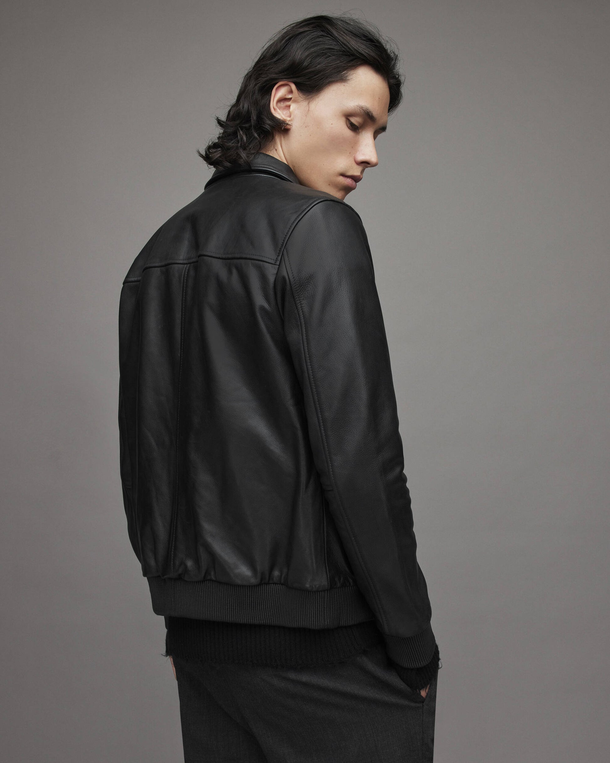 Men's Black Leather Harrington Bomber Jacket – Classic Rebel Style