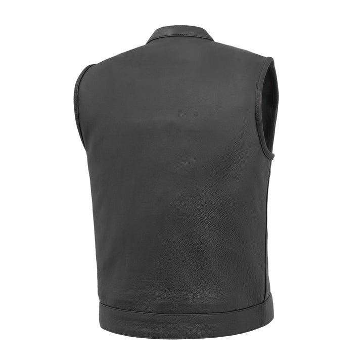 Men's Black Motorcycle Leather Vest