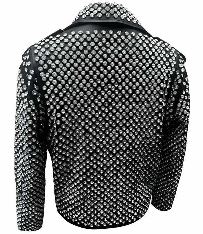 Men's Black Studded Biker Leather Jackets