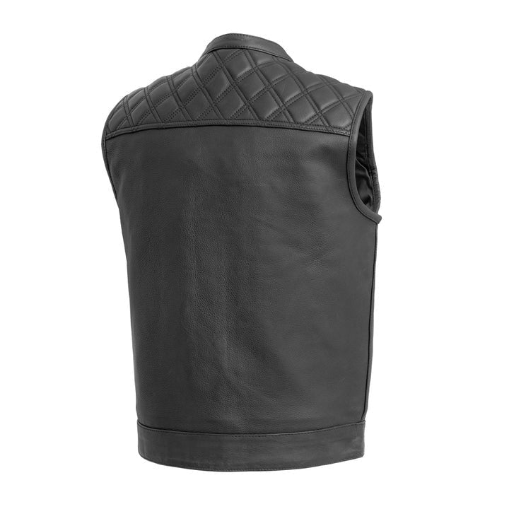Men's Black Quilted Leather Biker Vest