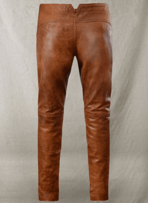 Men's Distressed Brown Leather Pants – Rugged Fit