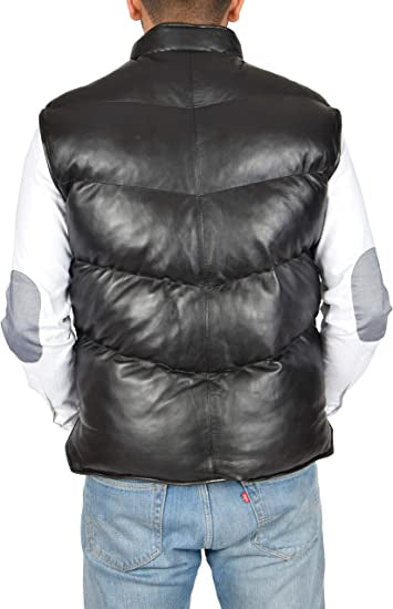 Men's Leather Puffer Vest