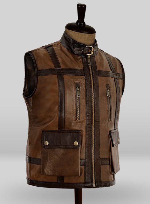 Men's Chocolate Brown Leather Motorcycle Vest