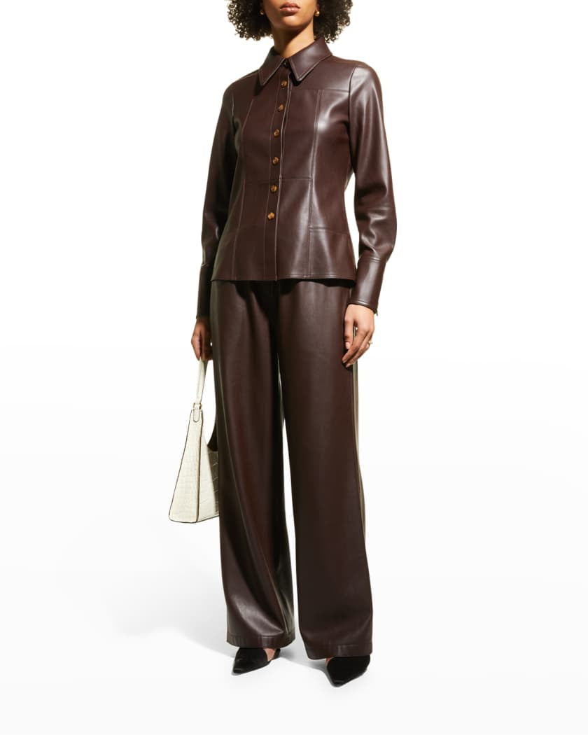 Coffee Brown Women's Classic Leather Shirt