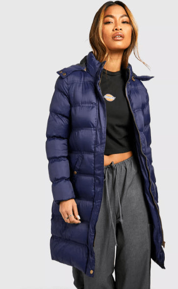 Blue Women's Hooded Parka Puffer Coat