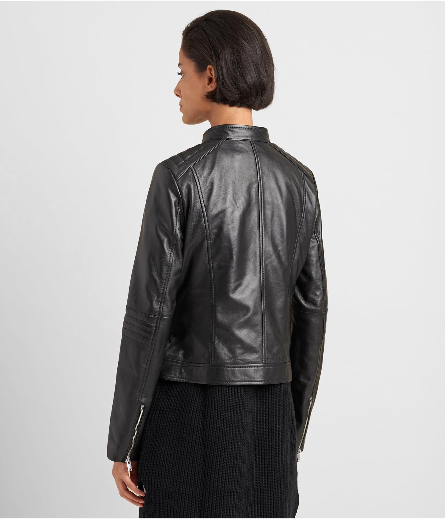 Classic Black Women's Leather Biker Jacket