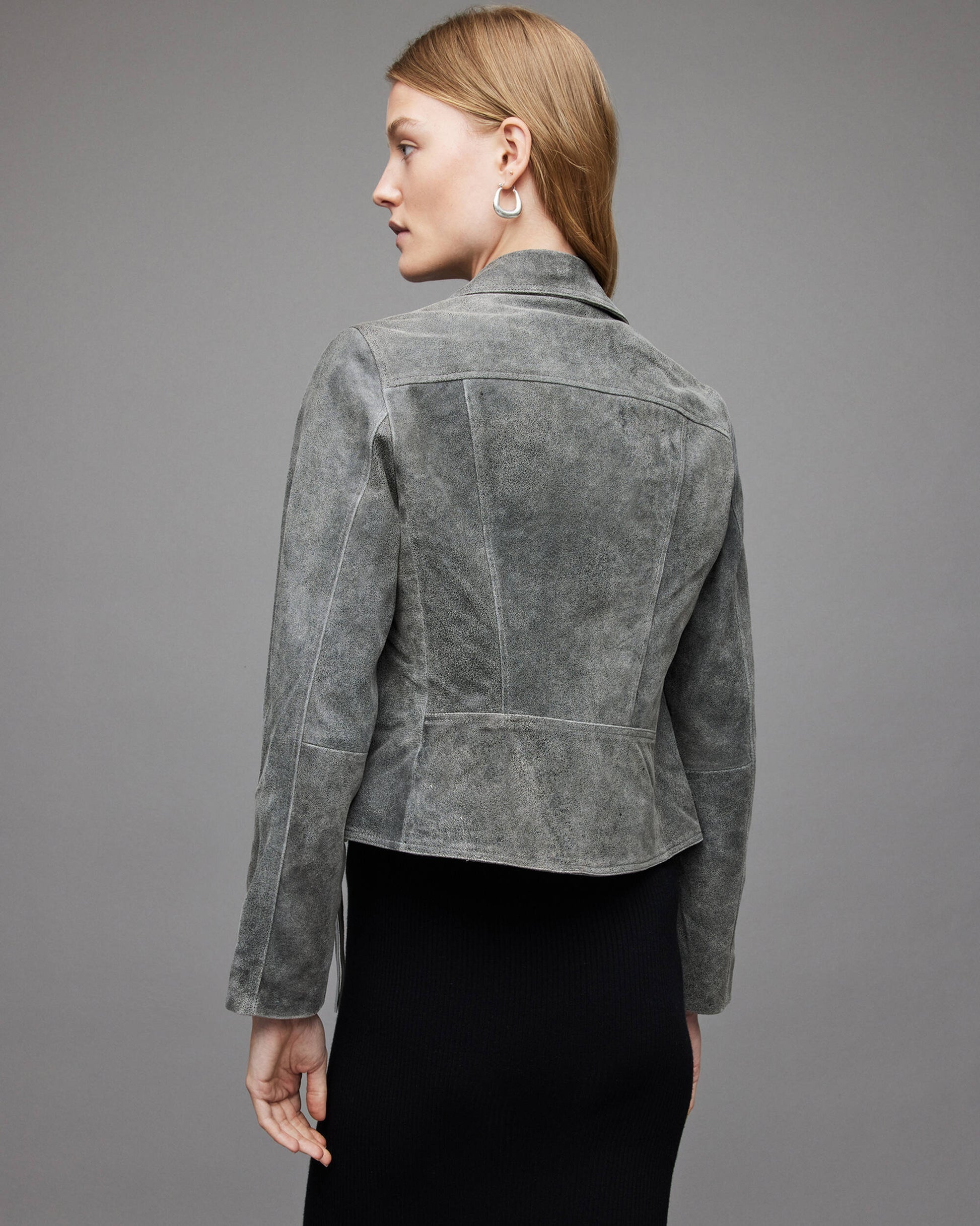 Gray Suede Women's Biker Jacket