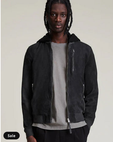 Mens Black Sheraling Leather Jacket