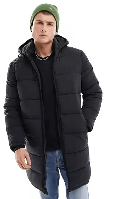 Men's Puffer Black Coat With Hood