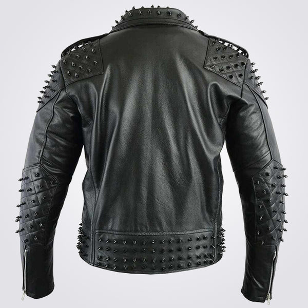Men’s Black Studded Biker Leather Jacket