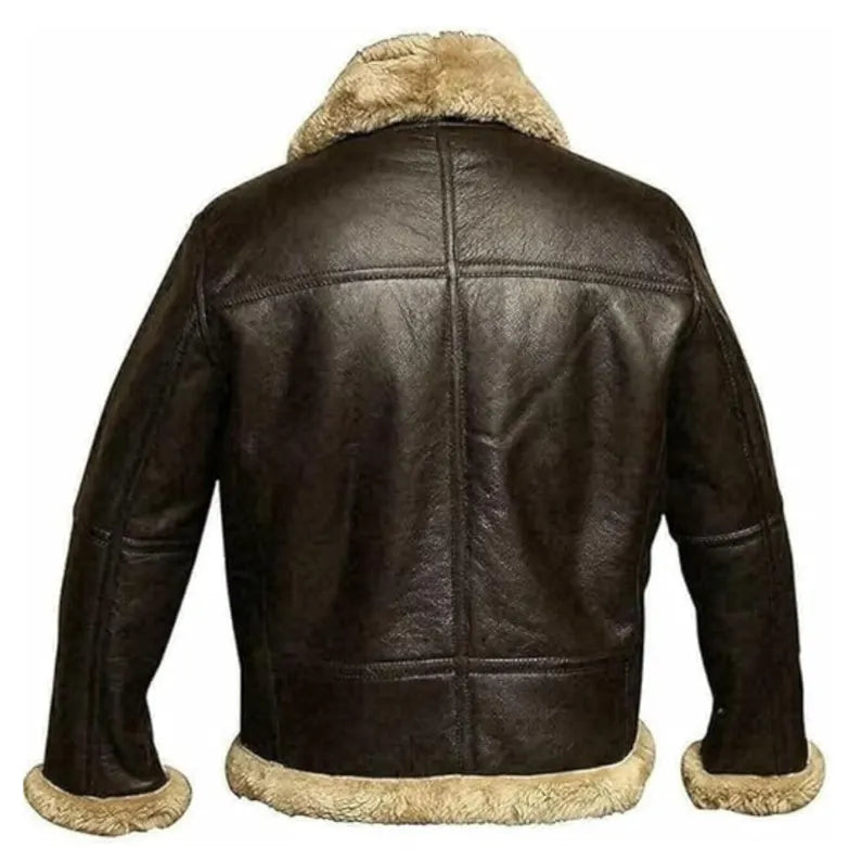 Men’s B3 Aviator Shearling Leather Jacket – Black Flying Pilot Jacket with Removable Hoodie