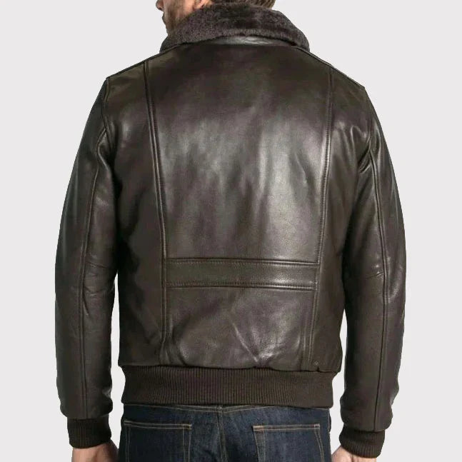 Custom Premium Brown Cowhide Leather Aviator Bomber Jacket – Classic Flight Jacket