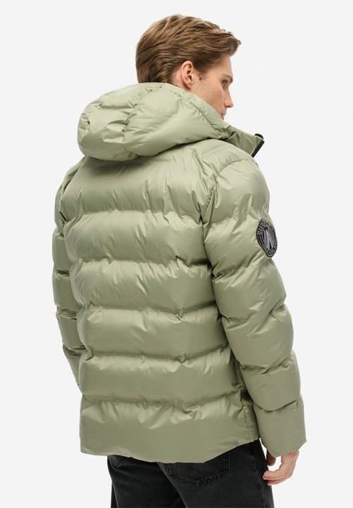 Superdry Hooded City Graphic Puffer Jacket – Seagrass Green