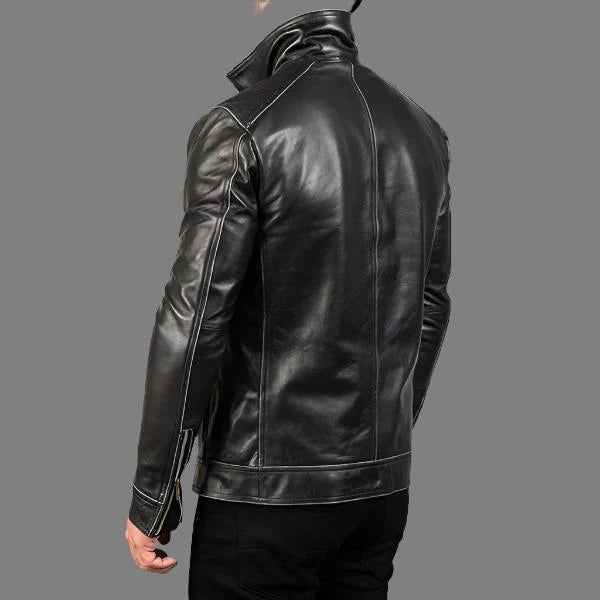 Hudson Black Leather Biker Jacket