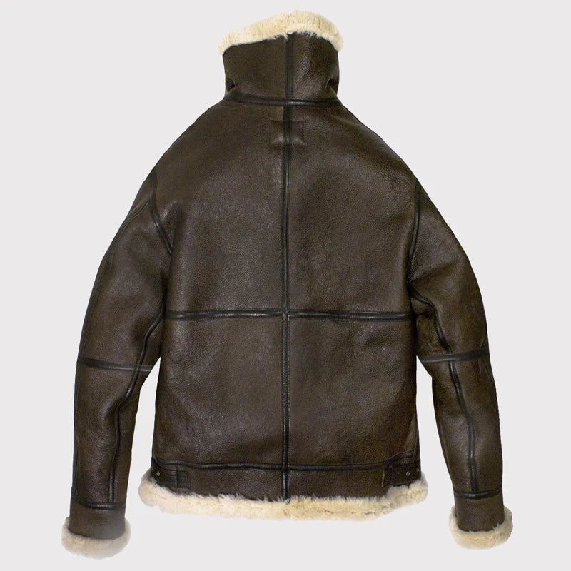 RAF B3 Brown Sheepskin Bomber Jacket – Real Shearling Aviator Coat for Men