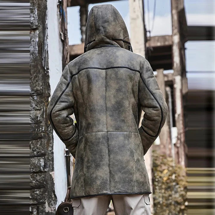 Men’s B7 Sheepskin Shearling Aviator Coat – RAF Hooded Flight Jacket