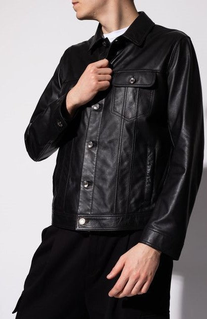 Men’s Black Biker Leather Shirt