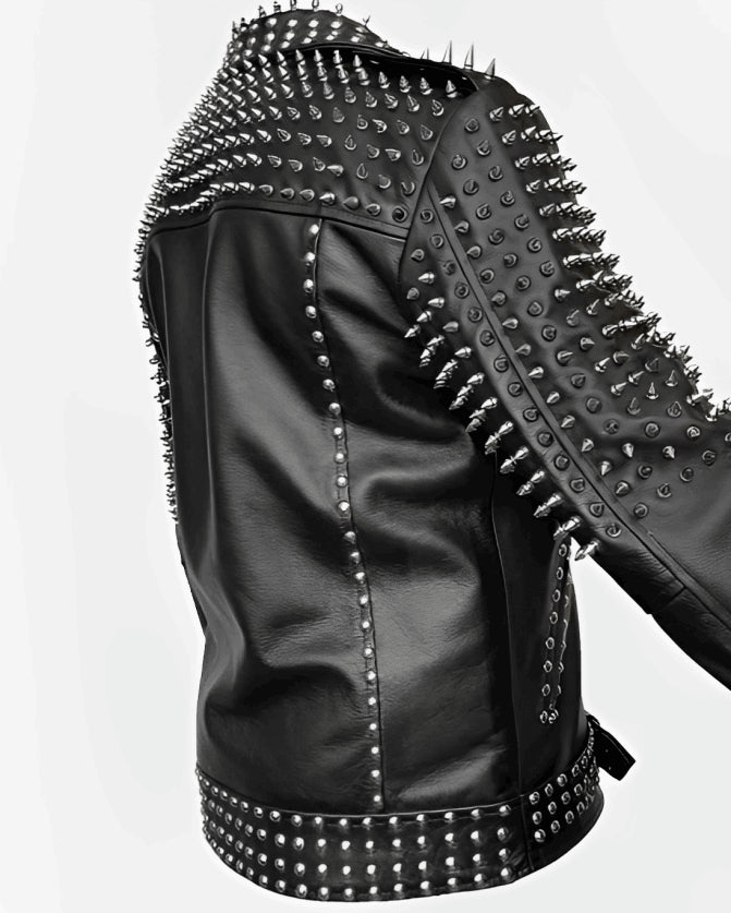 Men’s Black Studded Leather Biker Jacket