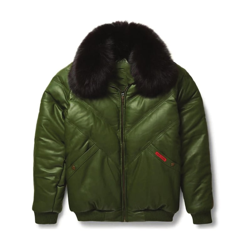 Men’s Handmade Sheepskin Leather V-Bomber Jacket – Lightweight Padded Puffer Warm Jacket