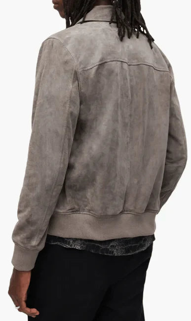 Men's Bomber Suede Leather Jacket in Gray – Arcane