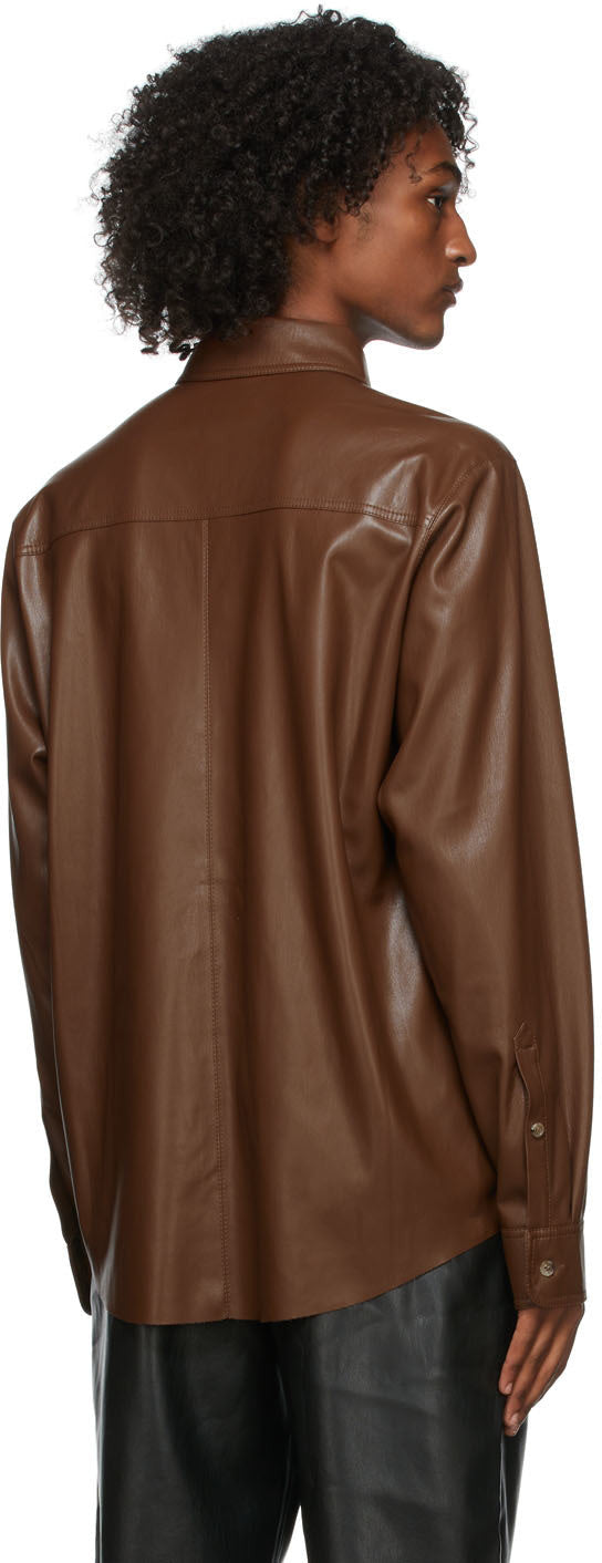 Men’s Dark Brown Full Sleeve Leather Shirt