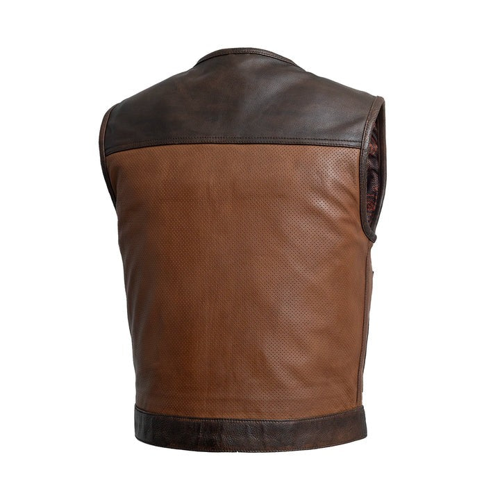 Men's Dark Brown Leather Motorcycle Biker Vest
