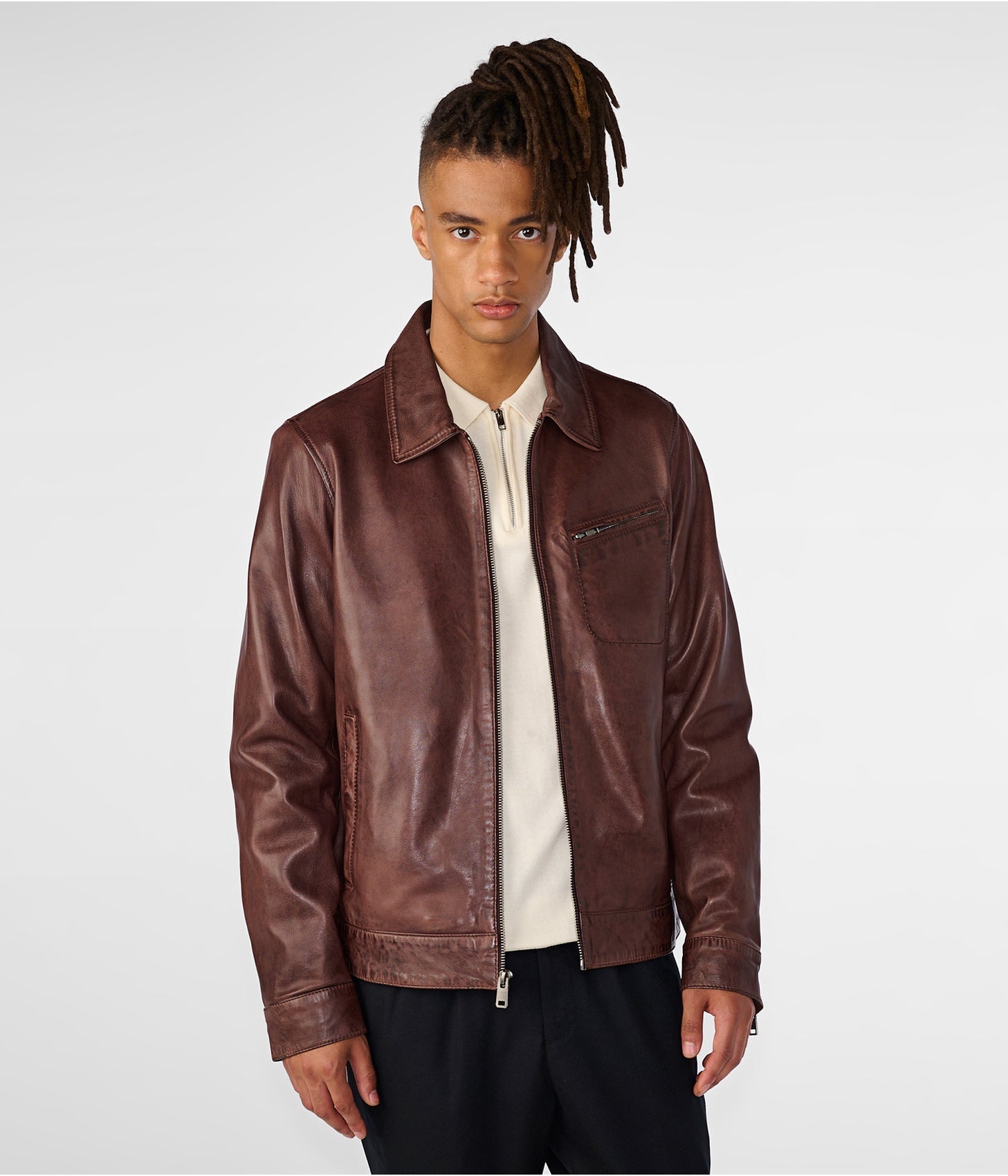 Men’s Dark Brown Distressed Leather Jacket