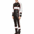 Black Distressed Leather Racing Jumpsuit for Men - Bold & Performance-Ready