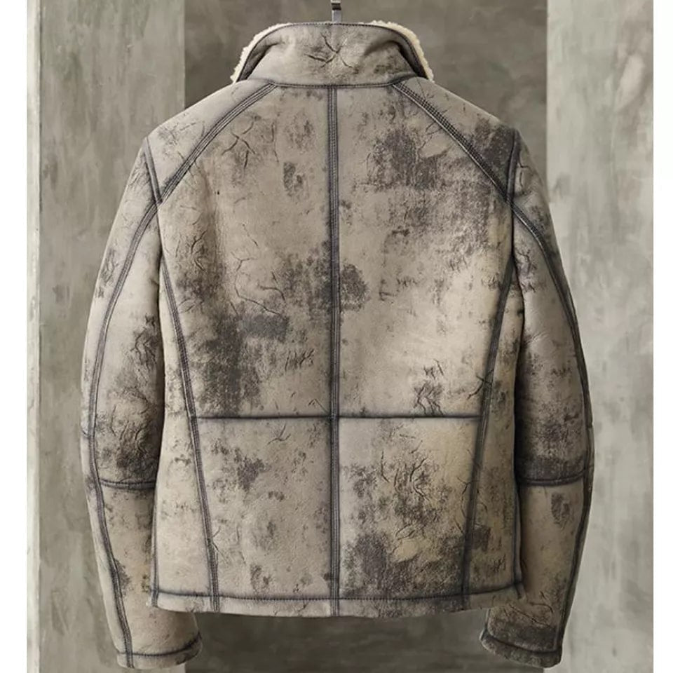 Men’s Distressed Shearling Leather Jacket