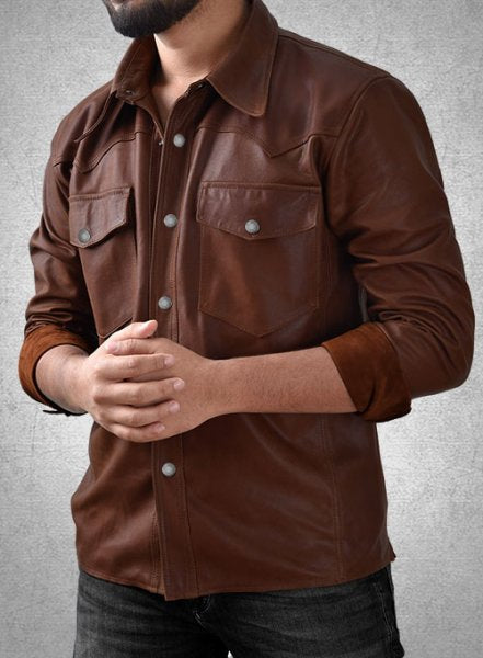 Men's Chocolate Brown Leather Shirt – Full Sleeve