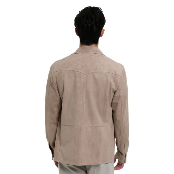 Men’s Cream Suede Leather Full Sleeve Shirt