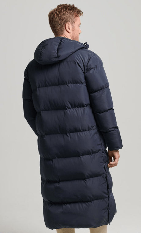 Men’s Royal Blue Hooded Trench Puffer Coat
