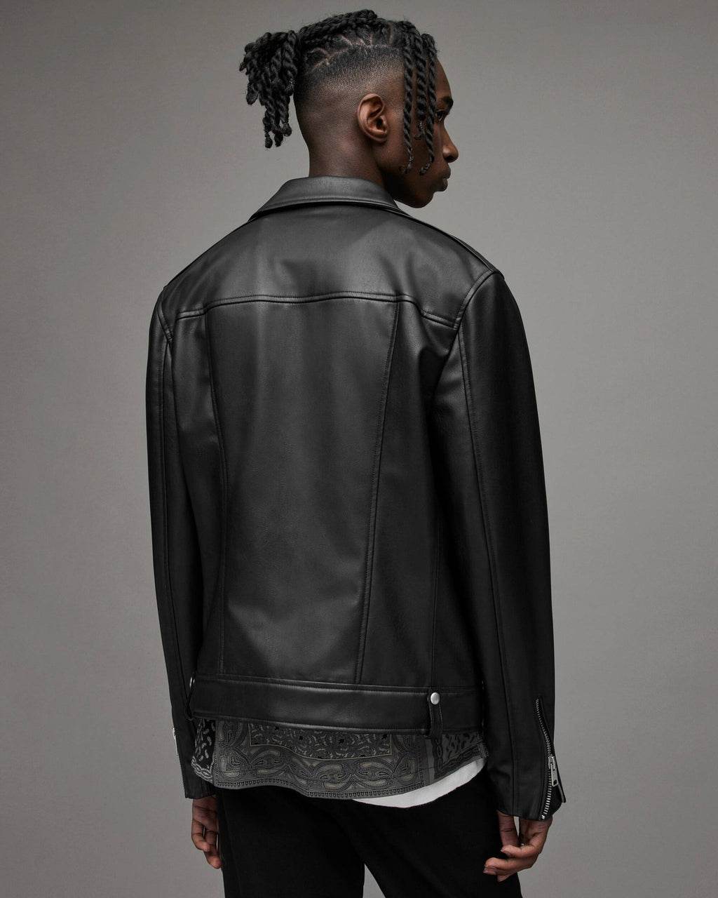 Men's Black Leather Biker Jacket