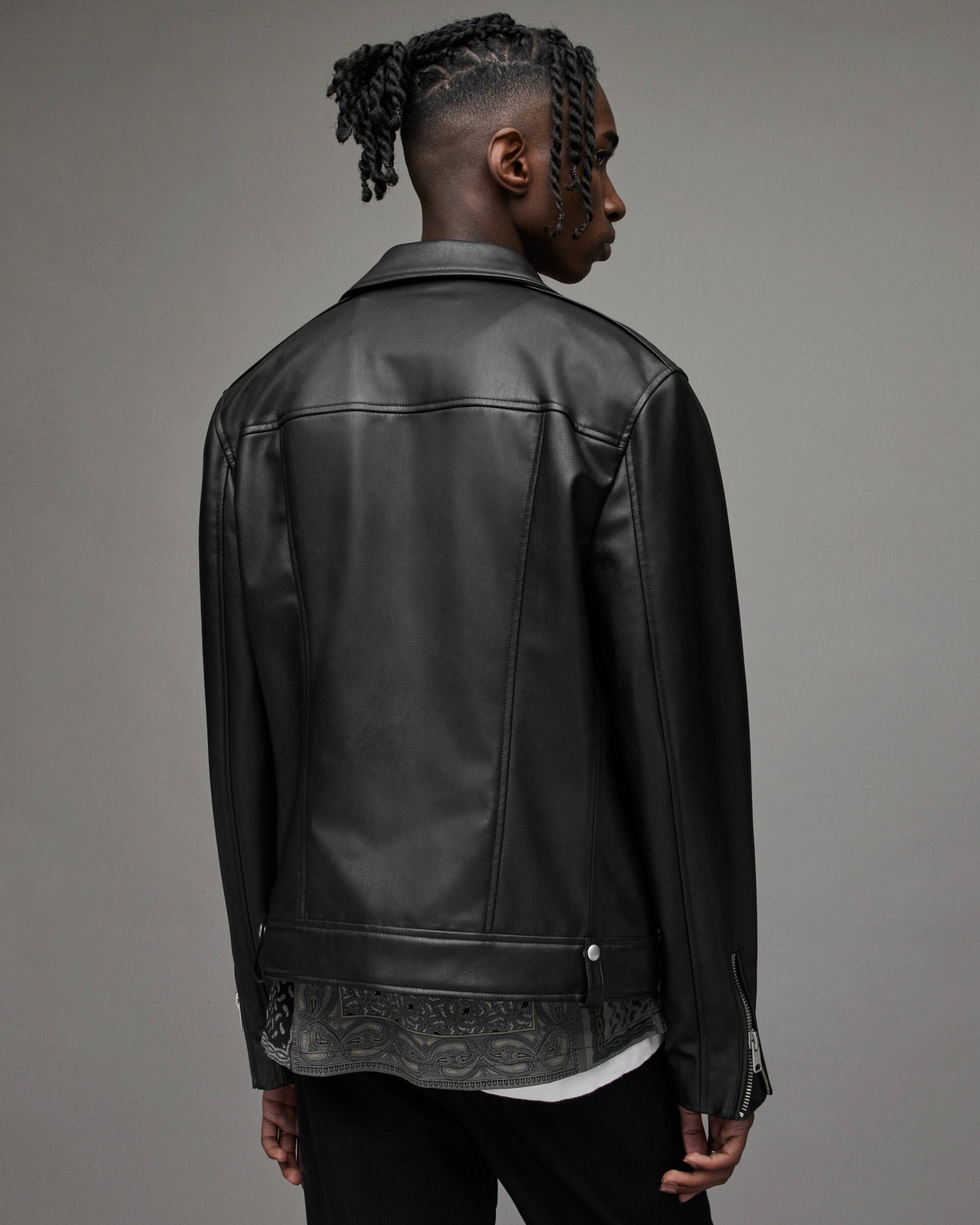 Men's Black Leather Biker Jacket