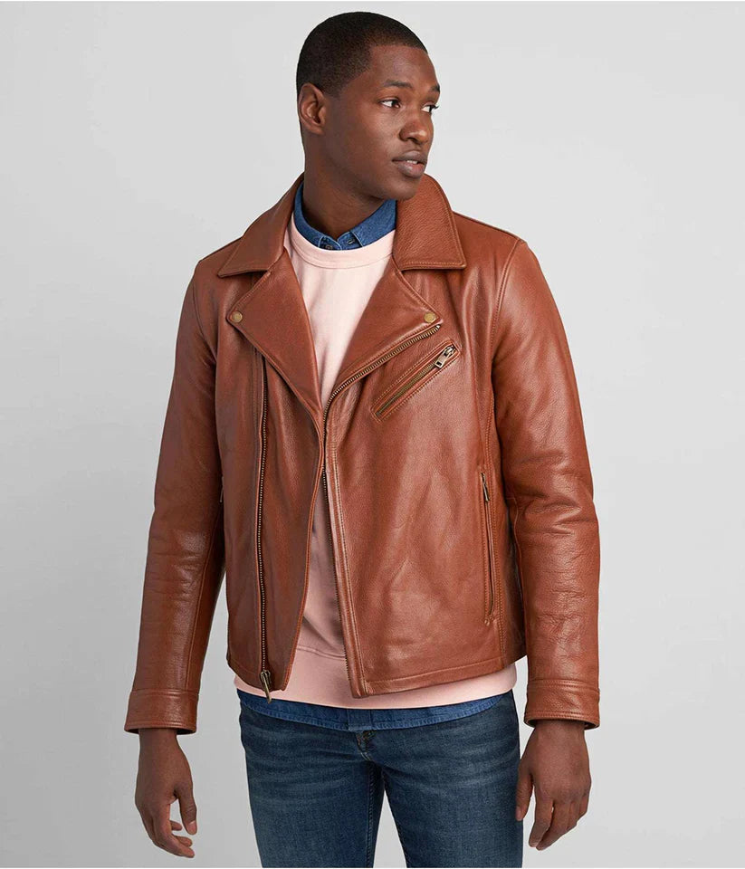 Men's Tan Brown Leather Biker Jackets