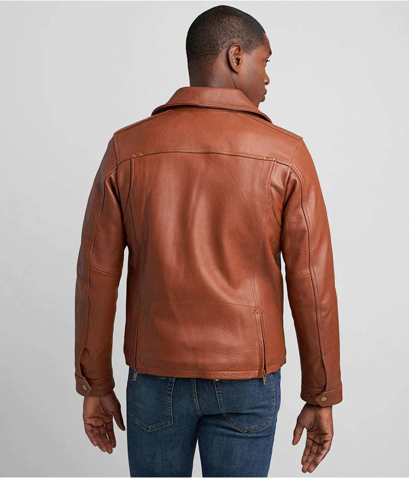 Men's Tan Brown Leather Biker Jackets