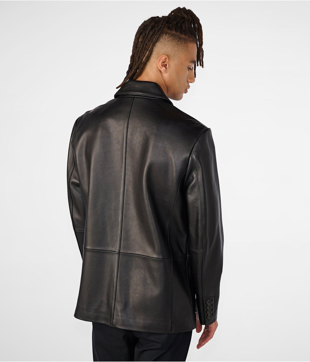 Men’s Classic Black Leather Blazer – Timeless & Stylish