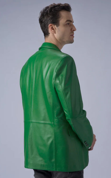 Men’s Green Leather Blazer – Bold, Stylish & Unique