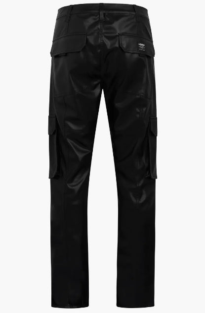Men's Black Leather Cargo Pants