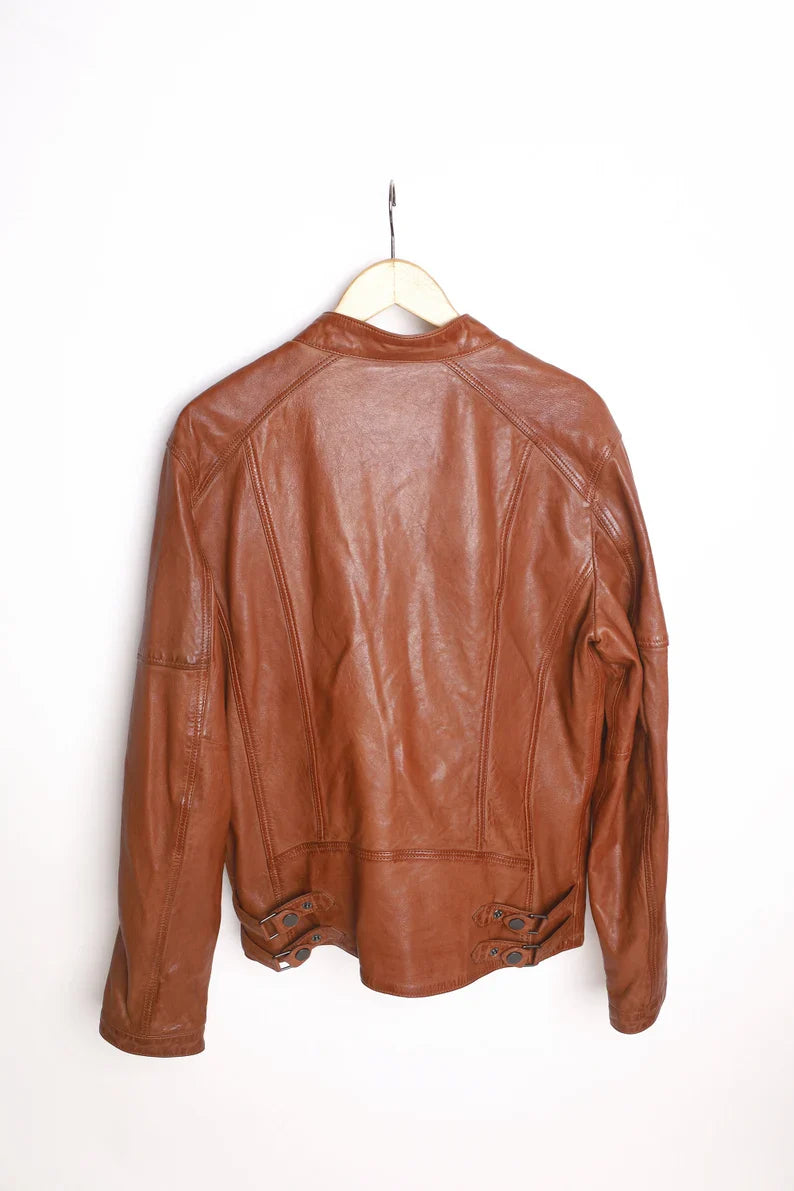 Men’s Classic Black Leather Riding Jacket – Vintage Biker Coat & Motorcycle Gear