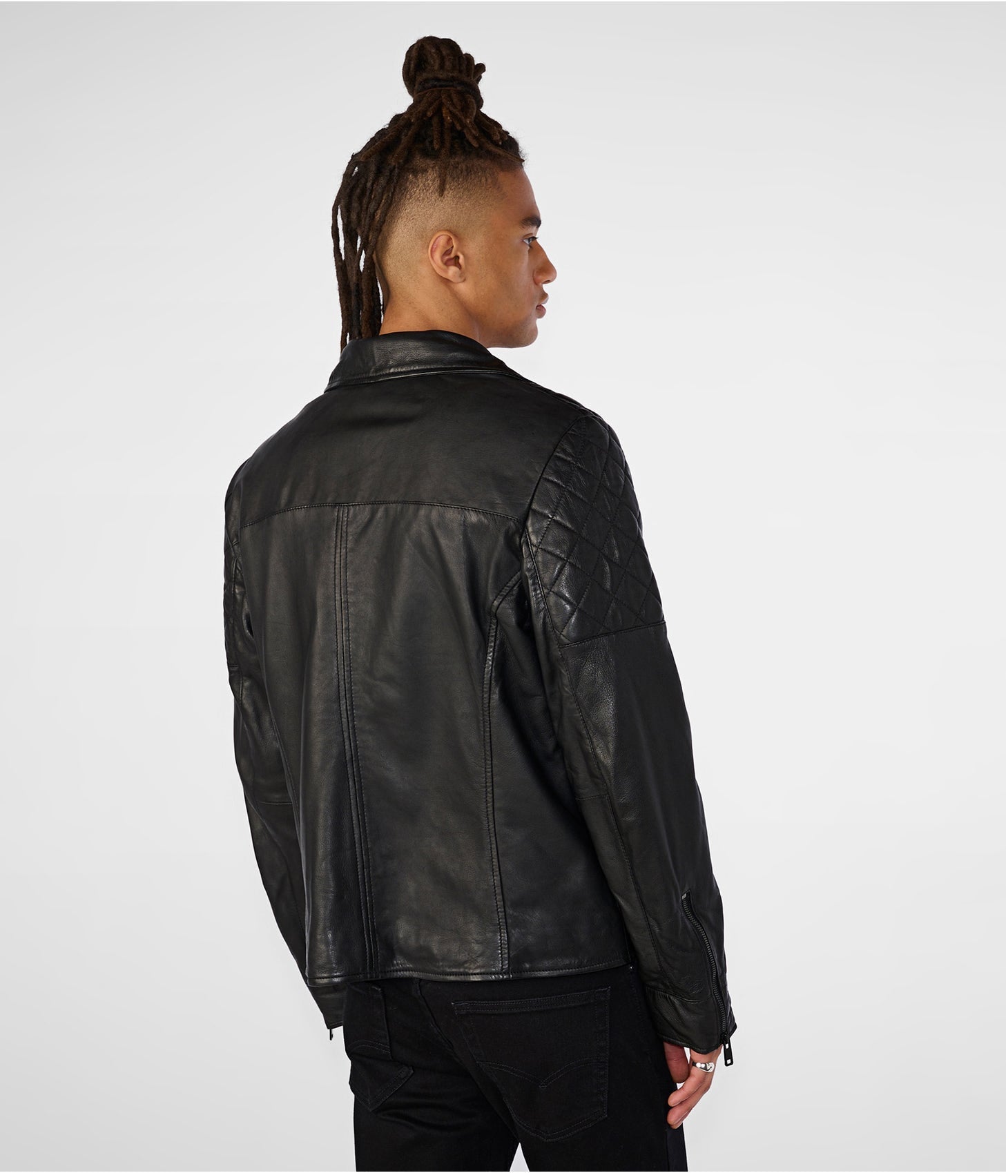 Men’s Black Shearling Leather Biker Jacket