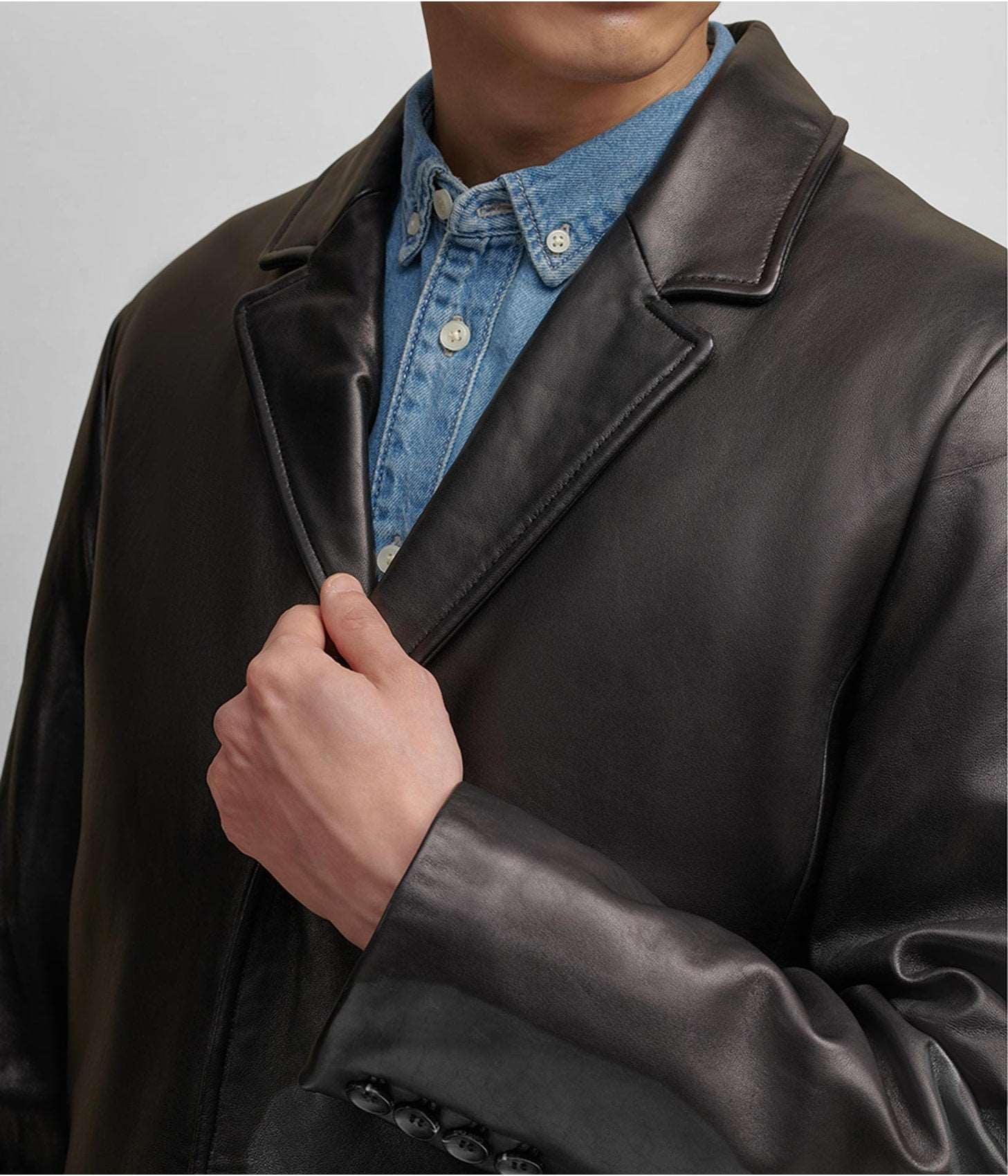 Men’s Black Lined Leather Coat – Sleek, Warm & Timeless